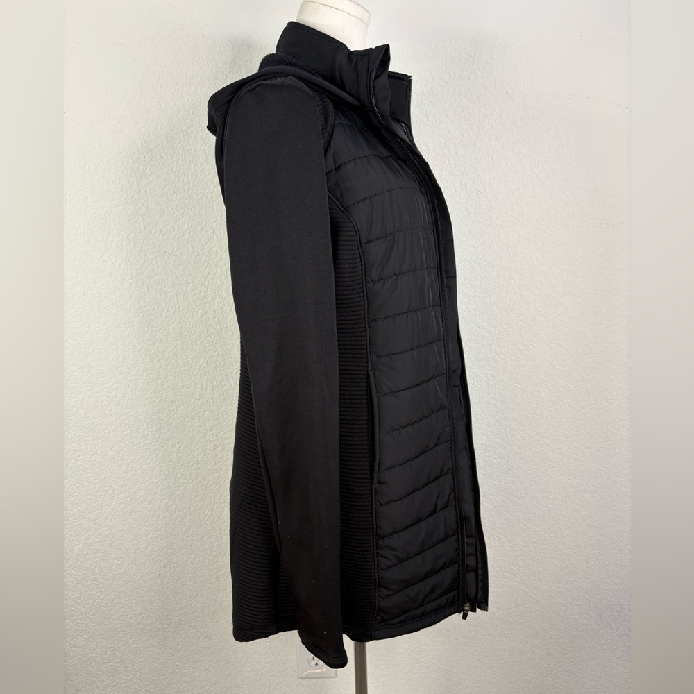 TEK GEAR Black Quilted Hooded Jacket w/ Thumb Holes – Size Small - Picture 2 of 8